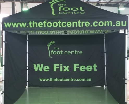 foot centre custom marquee is set up in a warehouse