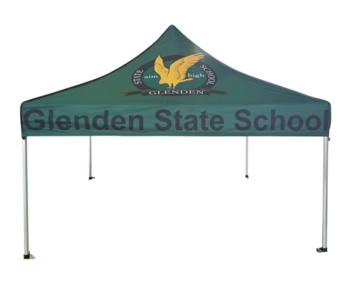 green custom marquee with the words glenn state school on it
